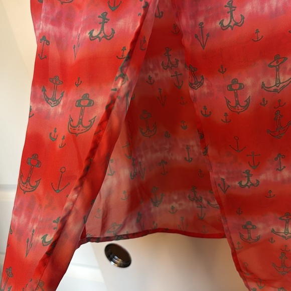 LAmour Womens Anchor Sheer Open Back Button Front - Picture 5 of 8